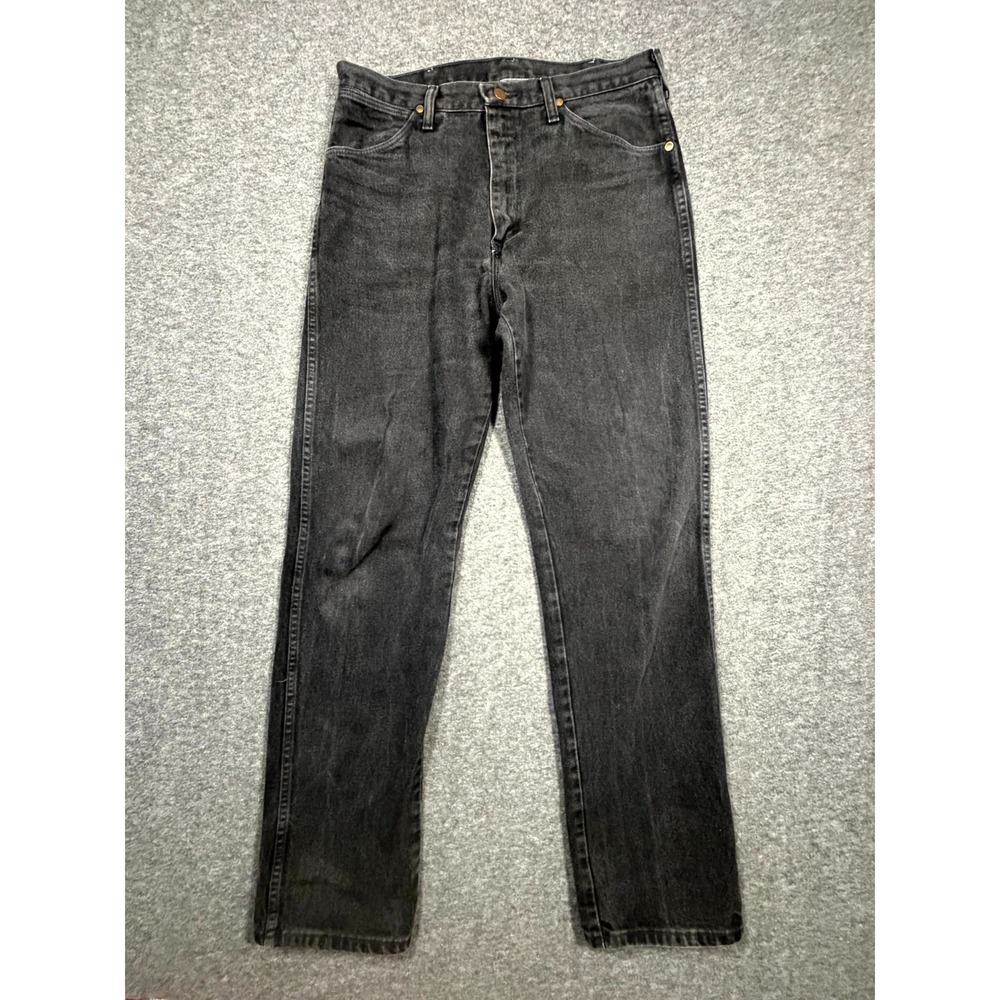 Vintage Wrangler Western Jeans Men 33x34 Dark Gray Denim Cowboy Cut Straight Leg